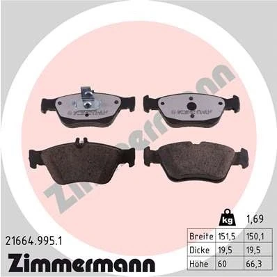 Kuva ZIMMERMANN 21664.995.1 Jarrupalat Kulumisenilmaisemelle Valokuva vastaa toimituslaajuutta MERCEDES BENZ: C sarja Sedan, E CLK Coupe