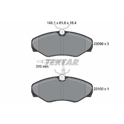 Kuva TEXTAR 2309903 Jarrupalat kulumisvaroitinkoskettimella RENAULT: ESPACE 3