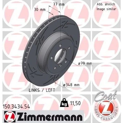 Kuva ZIMMERMANN BLACK Z 150.3434.54 Jarrulevyt 348 30 6/5 5 120 tuuletettu sisältä, lovella pinnoitettu hiiliteräs BMW: Touring, Sedan, 6 Coupe