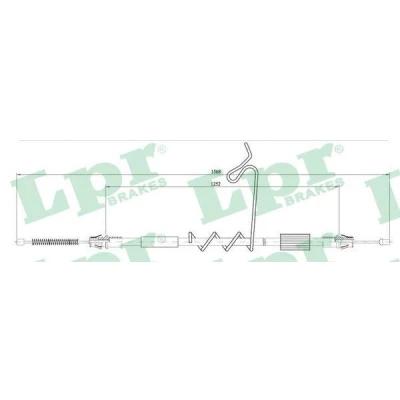 Kuva LPR C0291B Käsijarruvaijeri 1250, 1545mm Rumpujarru FORD: Transit Mk5 Van, Mk6 Bussi