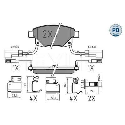 Kuva MEYLE 025 244 8617/PD Jarrupalat PD Quality Taka akseli Sis. kulumisenilmaisimen Huudonvaimennuspellillä FORD: Transit Mk6 Van