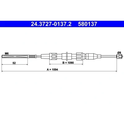 Kuva ATE 24.3727 0137.2 Käsijarruvaijeri 1594 VOLKSWAGEN: Polo II Hatchback