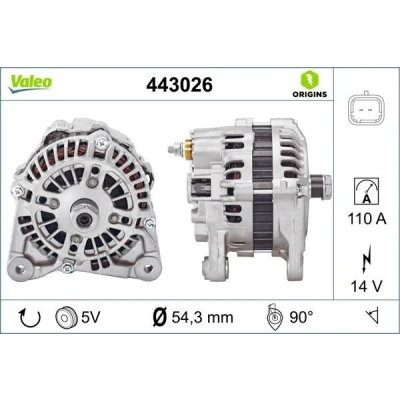 Kuva VALEO 443026 Laturi 14V 110A RENAULT: CLIO 2