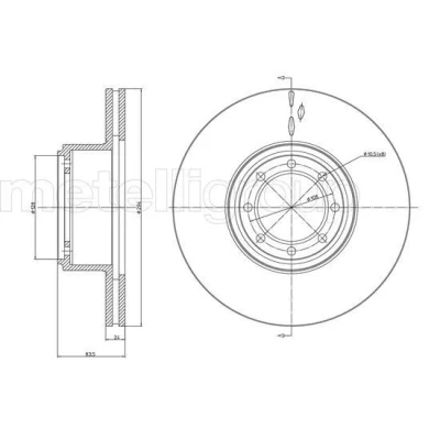 Kuva METELLI Jarrulevy IVECO: DAILY 4 Kasten/Kombi 294,0mm 24,0mm 8 128,0mm Tuuletettu 23 1040C 2996033,7188210 Jarrulevyt