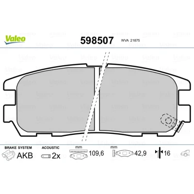 Kuva VALEO 598507 Jarrupalat Taka akseli Sis. kulumisenilmaisimen ilman huudonvaimennuspeltiä OPEL: Frontera B SUV, A Sport SUV Cabriolet