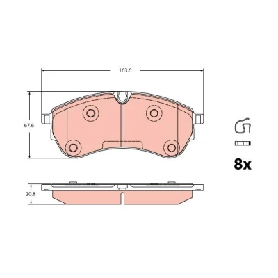 Kuva TRW GDB2362 Jarrupalat Kulumisenilmaisemelle Tarvikkeilla VOLKSWAGEN: Crafter Van, Amarok Pick up