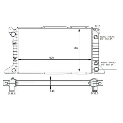 Kuva NRF 59132 Jäähdytin Alumiini 600 360 40 Jäähdytysrivat juotetut FORD: Transit Mk4 Bussi