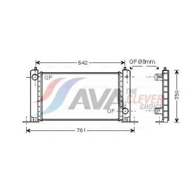 Kuva AVA COOLING SYSTEMS FT2251 Jäähdytin Alumiini 580mm 322mm 23mm Tiivisteillä Ilman kantta, nestesäiliötä Jäähdytysrivat mekaan. kiinnitetyt