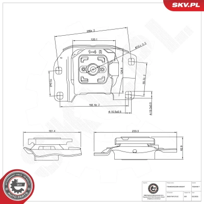 Kuva Vaihteiston tuki, autom., Edessä Esen skv 75SKV817 ford OE 1314031, 1320951, 1323096