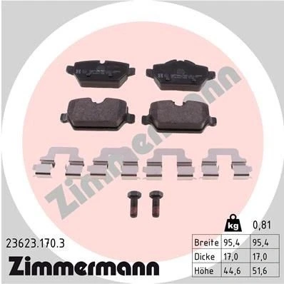 Kuva ZIMMERMANN 23623.170.3 Jarrupalat Kulumisenilmaisemelle Ruuveilla Valokuva vastaa toimituslaajuutta, Jousella BMW: 3 Touring, Sedan, 1 Hatchback