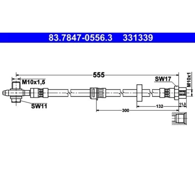 Kuva ATE 83.7847 0556.3 Jarruletku 555 M10x1 SEAT: Alhambra II