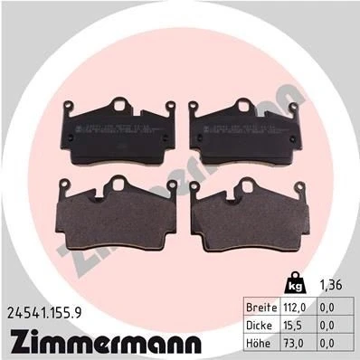 Kuva ZIMMERMANN 24541.155.9 Jarrupalat Valokuva vastaa toimituslaajuutta PORSCHE: Cayman, Boxster