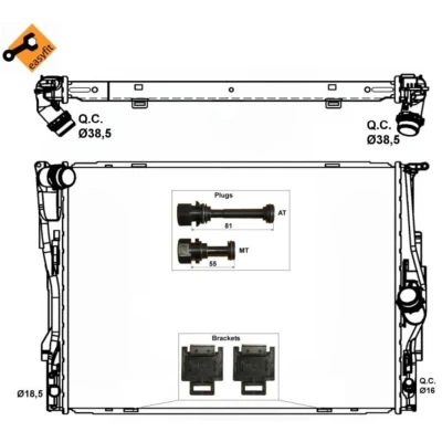 Kuva NRF EASY FIT 53474 Jäähdytin Alumiini 600 458 32 asennusosilla Jäähdytysrivat juotetut BMW: 3 Touring, Sedan, 1 Coupe