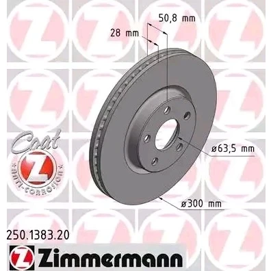 Kuva ZIMMERMANN COAT Z 250.1383.20 Jarrulevyt 300 28 5/5 5 108 tuuletettu sisältä pinnoitettu FORD: Galaxy Mk3 MPV, S Max Mk2