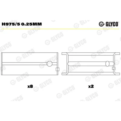 Kuva GLYCO H975/5 0.25mm Kampiakselin Laakeri OPEL: Manta B Sedan, Astra H GTC, Kadett E NISSAN: SUNNY 2 Coupe