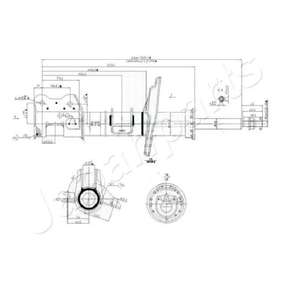 Kuva JAPANPARTS MM 00158 Iskunvaimentimet Etuakseli, vasen Kaasupaine Kaksiputki Joustintuki Tappi ylhäällä