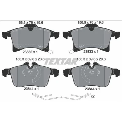Kuva TEXTAR 2383204 Jarrupalat akustisella kulumavaroittimella OPEL: Corsa D Hatchback, E Hatchback