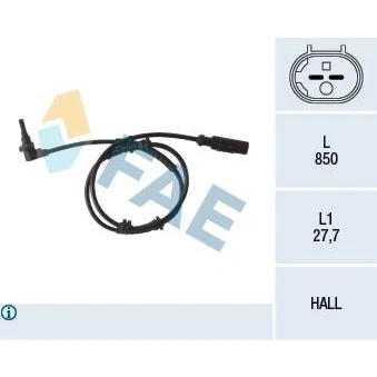 Kuva FAE 78112 ABS anturi Etuakseli Hall 2 850 FIAT: Punto III Hatchback, Grande OPEL: Corsa D Hatchback