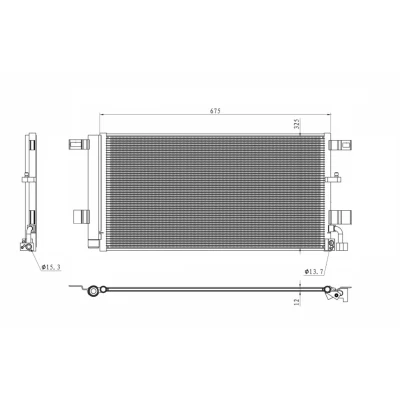 Kuva NRF 350454 Ilmastoinnin Lauhdutin Vedenerottimella, Tiivisterenkaalla 15,3 13,7 655 R 1234yf, 134a AUDI: A4 B9 Allroad