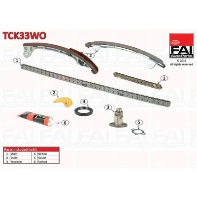 Kuva FAI AutoParts TCK33WO Jakoketjusarja Tiivisteillä, ilman hammaspyöriä Yksinkertainen, Niittiketju TOYOTA: Avensis II Station Wagon, RAV4 SUV
