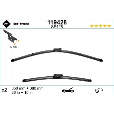 Kuva Pyyhkijänsulka Swf Visioflex 119428 Edessä Rungottomat FORD: FIESTA 6, 6 Van