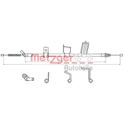 Kuva METZGER 17.0326 Käsijarruvaijeri Taakse, oikea 1705/1524 COFLE NISSAN: Qashqai / Qashqai+2 I