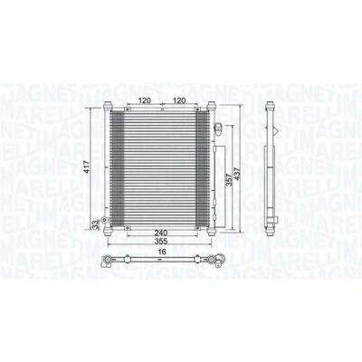 Kuva MAGNETI MARELLI 350203907000 Ilmastoinnin Lauhdutin Vedenerottimella 355x417x16 417 355 16 HONDA: Jazz 2