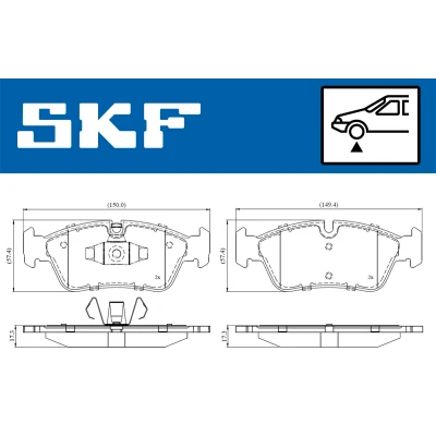Kuva SKF VKBP 80399 Jarrupalat Kulumisenilmaisemelle BMW: 1 Hatchback, Coupe, Cabriolet
