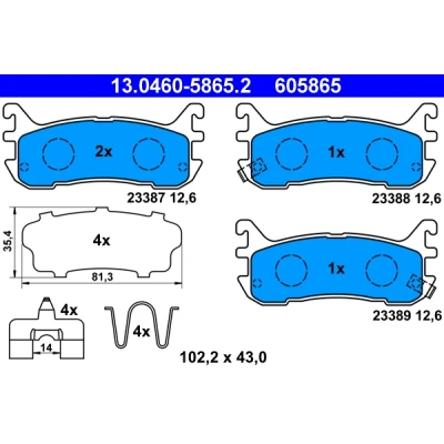 Kuva ATE 13.0460 5865.2 Jarrupalat akustisella kulumavaroittimella Tarvikkeilla MAZDA: MX 5 2, I
