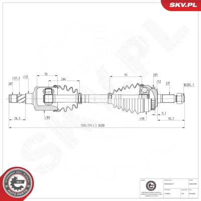 Kuva Vetoakseli, Etuakseli, vasen Esen skv 40SKV390 opel meriva a minibus, minivan, vauxhall OE 13116174, 374524