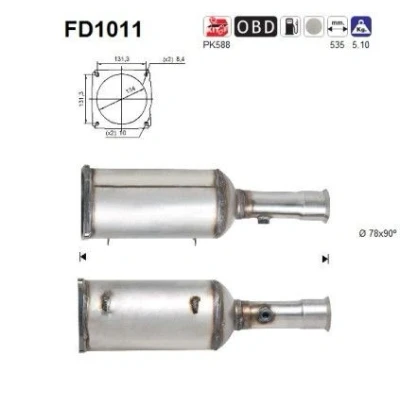 Kuva AS FD1011 Hiukkassuodatin Kordieriitti PEUGEOT: 807 MPV