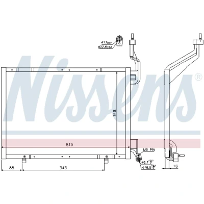Kuva NISSENS 940287 Ilmastoinnin Lauhdutin ilman vedenerotinta Alumiini 540 R 134a