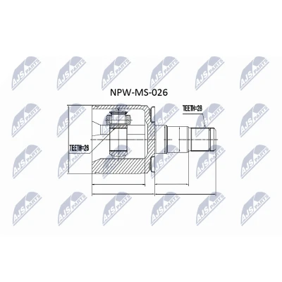 Kuva NTY NPW MS 026 Vetonivel Etuakseli, vasen, Vaihteiston puoli MITSUBISHI: L200 II Pick up, PAJERO 2