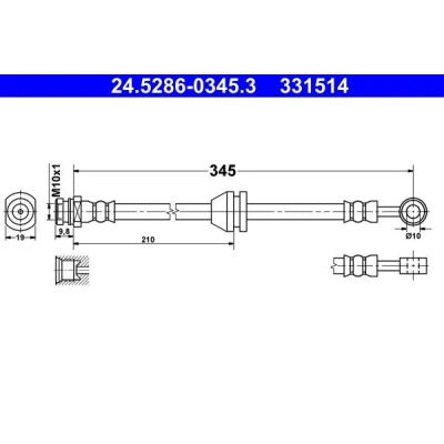 Kuva ATE 24.5286 0345.3 Jarruletku 345 M10x1 CHEVROLET: Spark