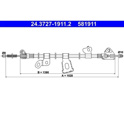 Kuva ATE 24.3727 1911.2 Käsijarruvaijeri 1520 TOYOTA: Yaris I Hatchback