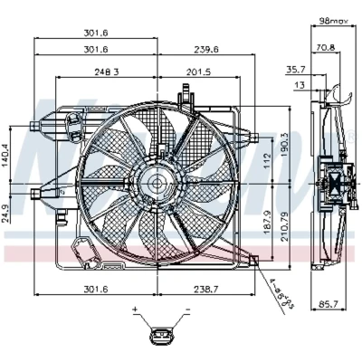 Kuva NISSENS 85252 Jäähdyttimen Tuuletin 370 12 66 ilman integroitua säädintä
