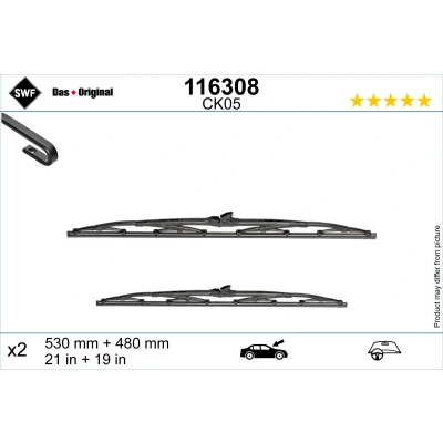 Kuva Pyyhkijänsulka Swf 116308 530, 530mm Edessä Pyyhkijänsulka,perinteinen runko Ohjaus vasemmalla TOYOTA: HILUX 3 Pick up, Camry IV Sedan