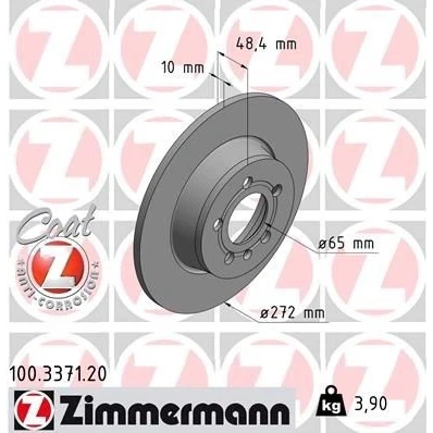 Kuva ZIMMERMANN COAT Z 100.3371.20 Jarrulevyt 272 10 6/5 5 100 täysi pinnoitettu AUDI: A1 Sportback, Hatchback