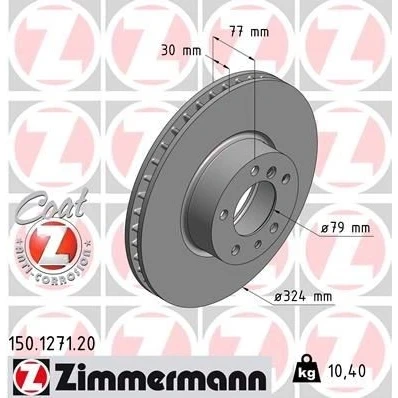 Kuva ZIMMERMANN COAT Z 150.1271.20 Jarrulevyt 324 30 7/5 5 120 tuuletettu sisältä pinnoitettu hiiliteräs BMW: Sedan, Touring, 7