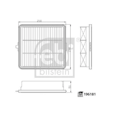 Kuva FEBI BILSTEIN 196181 Ilmansuodatin 51mm 198mm 210mm Suodatinpanos