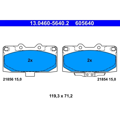 Kuva ATE 13.0460 5640.2 Jarrupalat akustisella kulumavaroittimella SUBARU: Impreza II Sedan, I Farmari