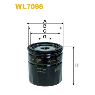 Kuva WIX FILTERS WL7098 Öljynsuodatin 3/4 16 UNF Ruuvattava suodatin OPEL: Kadett B Sedan, Omega A Ascona FORD: ESCORT 1, 2