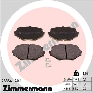 Kuva ZIMMERMANN 23354.140.1 Jarrupalat akustisella kulumavaroittimella Valokuva vastaa toimituslaajuutta MAZDA: MX 5 2, I