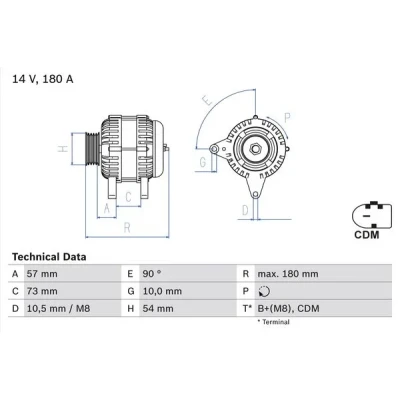 Kuva BOSCH 0 986 082 200 Laturi 14V 180A BMW: 3 Touring, 5 Sedan