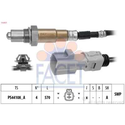 Kuva FACET 10.8557 Lambda Anturi Kiinnitysmateriaalilla Lämmitetty, Planarsondi, Kierre, esivoideltu TOYOTA: Prius III Hatchback, Auris Hatchback