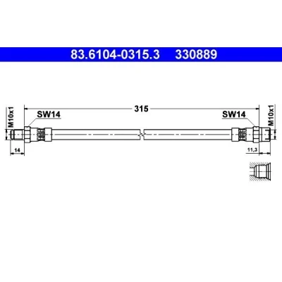 Kuva ATE 83.6104 0315.3 Jarruletku 315 M10x1 BMW: 5 Touring