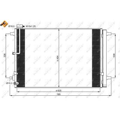 Kuva NRF EASY FIT 350059 Ilmastoinnin Lauhdutin Vedenerottimella, Tiivisterenkaalla 18 15,3 Alumiini 625 R 134a