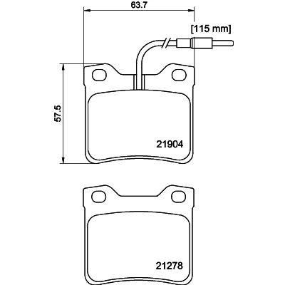 Kuva HELLA 8DB 355 008 171 Jarrupalat kulumisvaroitinkoskettimella MERCEDES BENZ: Vito Bussi, Van, V sarja, PEUGEOT: 406 Coupe, 605 Sedan