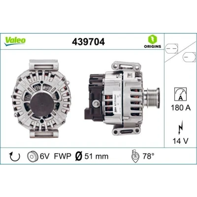 Kuva VALEO 439704 Laturi 14V 180A MERCEDES BENZ: E sarja T modell, GLK, Sedan