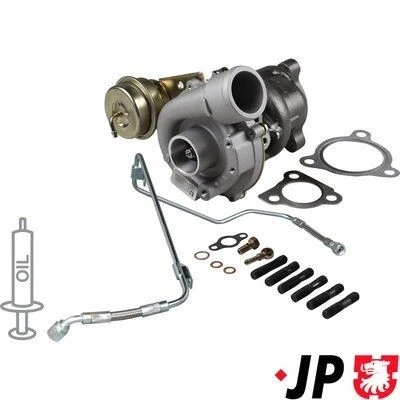 Kuva JP GROUP 1117801710 Turboahdin Pakokaasuahdin sis. tiivistesarjan, Öljyn tulojohtimella VOLKSWAGEN: Passat B5 Sedan, Variant